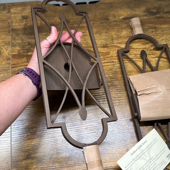 Southern Living Home Cordova Candle Sconces-Set of 2- Distress Brown NEW - Picture 5 of 6